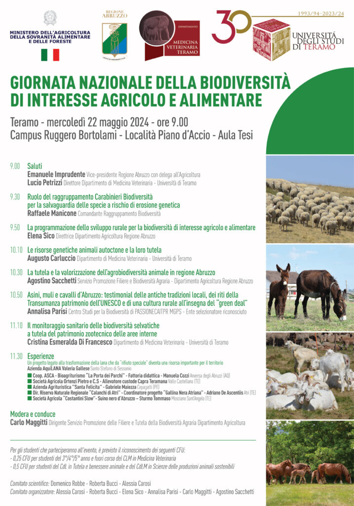 Giornata Nazionale della Biodiversità - Il Programma - 22 maggio 2024 - Università di Teramo